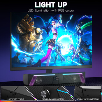 2 σε 1 USB ηχείο υπολογιστή φορητού υπολογιστή Stereo RGB Light Ενσύρματο φορητό υπογούφερ επιτραπέζιου υπολογιστή πλήρους συχνότητας φορητού υπολογιστή