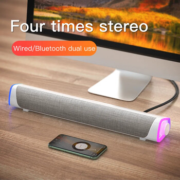 Niye Wired USB+Wireless Bluetooth Ηχείο Στερεοφωνικό Subwoofer Soundbar 3D Home Surround Ηχεία για PC Theatre Aux 3,5mm