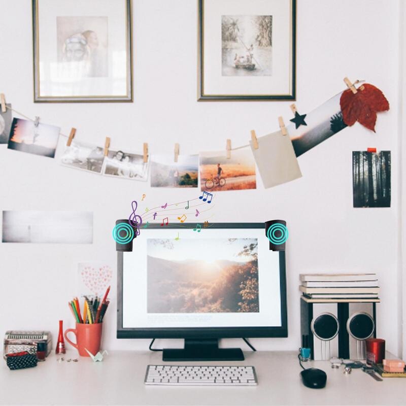 Kompiuterių garsiakalbiai nešiojamiesiems kompiuteriams Išoriniai prisegami garsiakalbiai su USB laidu daugialypės terpės garso juosta Kompiuterio nešiojamojo kompiuterio garsiakalbiai