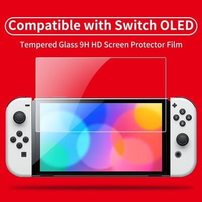 2 vnt grūdinto stiklo ekrano apsauga, suderinama su Nintendo Switch OLED 9H HD skaidria apsaugine plėvele, skirta Switch OLED priedams