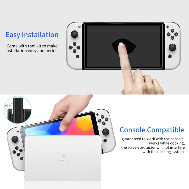 2 komada zaštitne folije od kaljenog stakla kompatibilne s Nintendo Switch OLED 9H HD prozirnom zaštitnom folijom za Switch OLED dodatke
