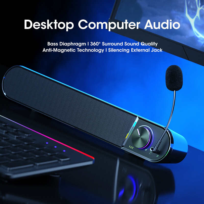 Niye 4D datora skaļruņi skaņas kārba USB vadu augstas kvalitātes zemfrekvences skaļruņa skaņas josla televizoram personālajam datoram klēpjdatoram tālrunim MP4 Reg Led Light