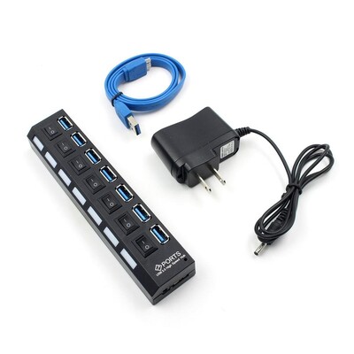 USB 3.0 Hub USB Hub 3.0 Multi USB Splitter Hab 4/7 Port Multiple Expander Koristite strujni adapter USB3 Hub s prekidačem za PC