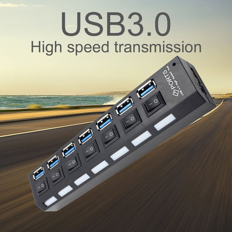 USB 3.0 Hub USB Hub 3.0 Multi USB Splitter Hab 4/7 Port Multiple Expander Koristite strujni adapter USB3 Hub s prekidačem za PC