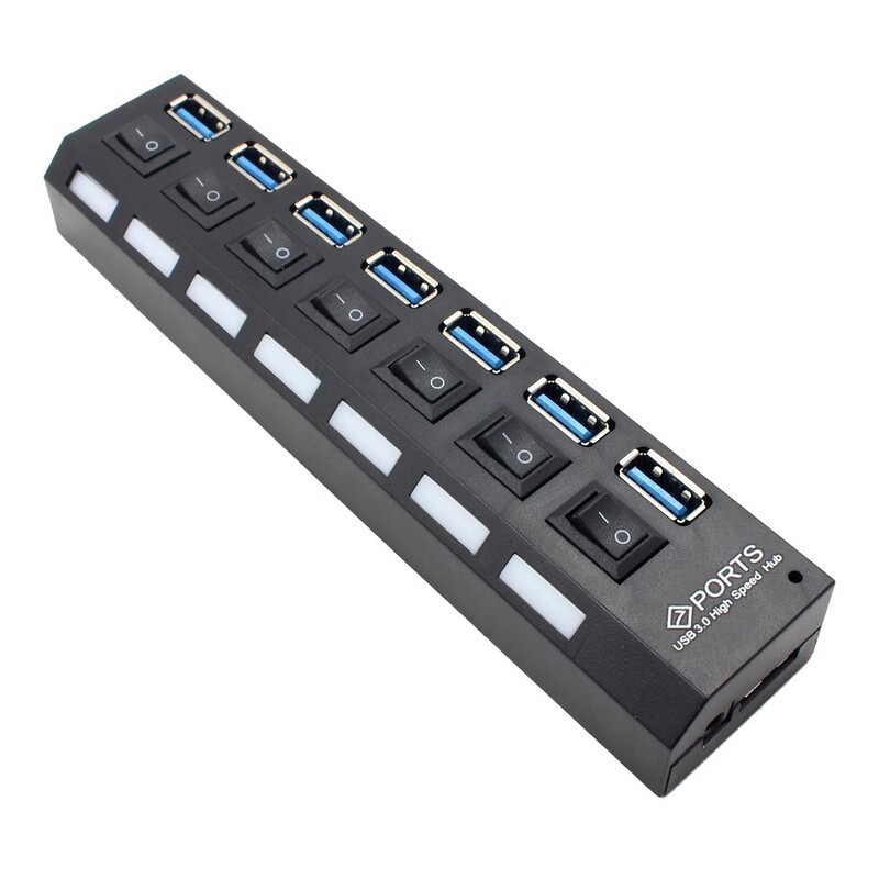USB 3.0 Hub USB Hub 3.0 Multi USB Splitter Hab 4/7 Port Multiple Expander Koristite strujni adapter USB3 Hub s prekidačem za PC