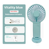 USB punjivi mini prijenosni ventilator Sklopivi ručni osobni stolni ventilator 3 brzine s bazom i stalkom za telefon