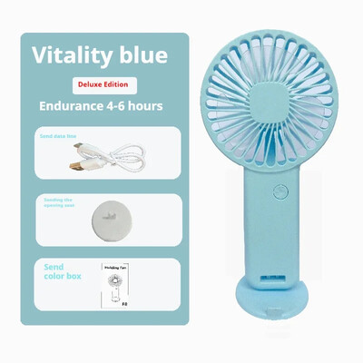 USB punjivi mini prijenosni ventilator Sklopivi ručni osobni stolni ventilator 3 brzine s bazom i stalkom za telefon