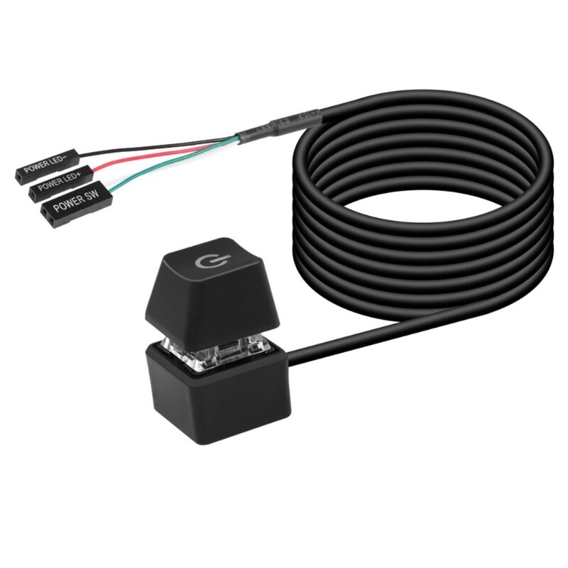 Удължителен кабел за превключване на захранването на настолен компютър с LED индикатор, 5,9 фута бутон за дистанционно стартиране за дънна платка на компютър