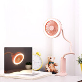 Uus USB mini dušiventilaator öövalgusega välitingimustes beebikäru kontori ühiselamu klambriga laadimisventilaatoriga