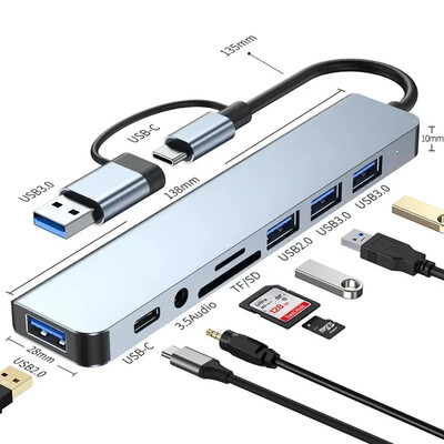 8-IN-2 USB HUB 3.0 USB-C HUB Dock Station 5Gbps prijenos velikom brzinom USB razdjelnik tipa C na USB OTG adapter za Macbook PC