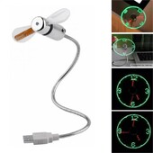 Ceas cu LED Mini, durabil, portabil, afișaj în timp real, mini ventilator reglabil cu ceas cu LED, mini ventilator portabil USB, laptop, compact, cool
