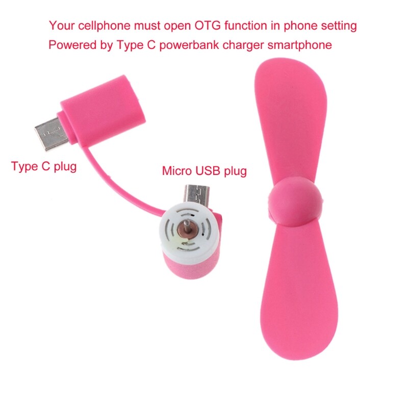 Ceļojumu pārnēsājamā mobilā tālruņa mini ventilators C tipa mikro USB dzesēšanas dzesētājs Android tālruņu ventilatoriem