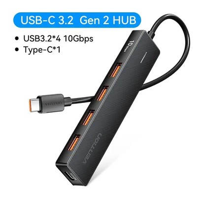 Vention Usb Hub 4 порта ABS Hub USB 3.2 10Gbps за лаптоп Multi Splitter Adapter за Xiaomi Macbook PC Компютърни аксесоари