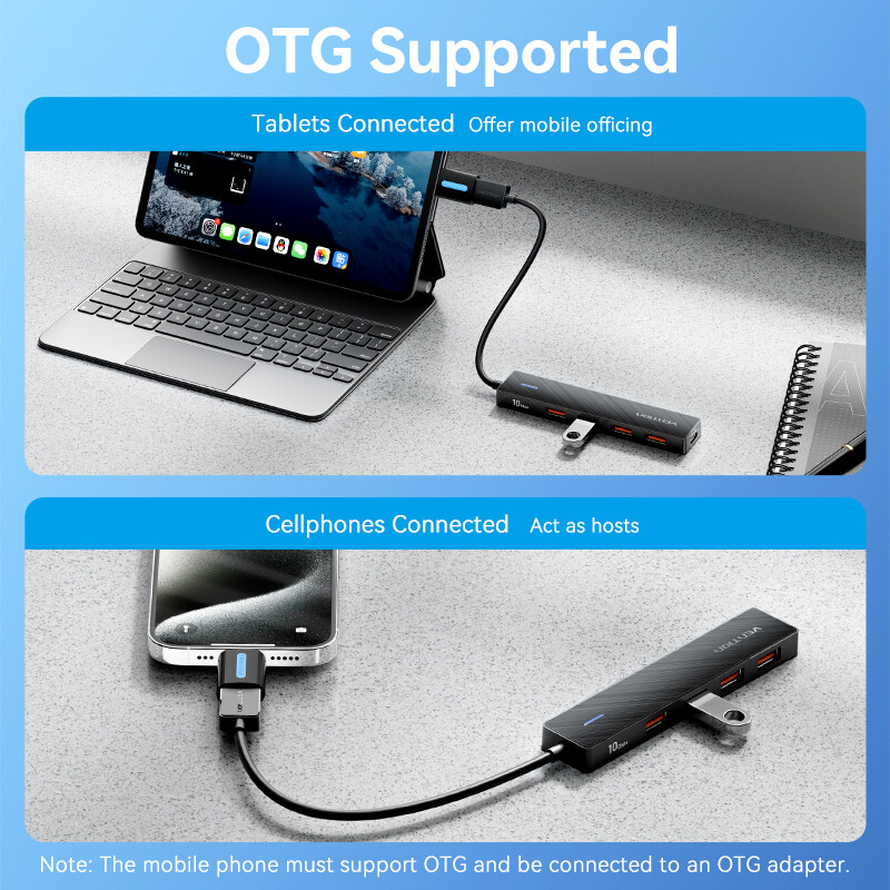 Vention Usb Hub 4 порта ABS Hub USB 3.2 10Gbps за лаптоп Multi Splitter Adapter за Xiaomi Macbook PC Компютърни аксесоари