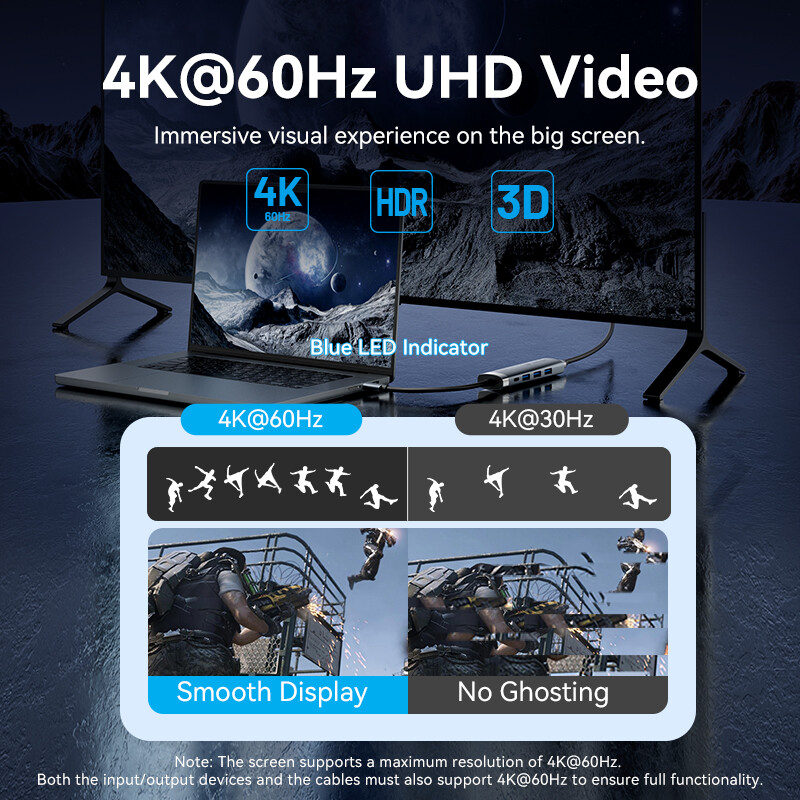 Vention 5 in 1 USB C 3.2 3.0 HUB 4K 60Hz HDMI 100W Adapterio skirstytuvo kelių prievadų išplėtimas, skirtas MacBook Pro Samsung Xiaomi PC nešiojamam kompiuteriui