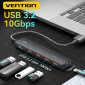 Vention Jauns USB 3.2 Gen2 centrmezgls 5 portu sadalītājs 10 Gbps USB A tipa C HUB vairāku portu adapteris klēpjdatora paplašināšanas galddatora piederumi