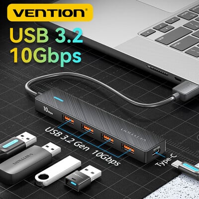 Vention New USB 3.2 Gen2 HUB 5 Ports Splitter 10Gbps USB A Type C HUB Multiport Adapter Разширение за лаптоп Аксесоари за настолен компютър