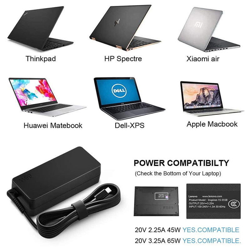 NOVO 20v3.25a 65w Type-c adapter za prijenosno računalo punjač za Lenovo Thinkpad X1 Carbon X270 X280 T580 P51s P52s E480 E470 S2