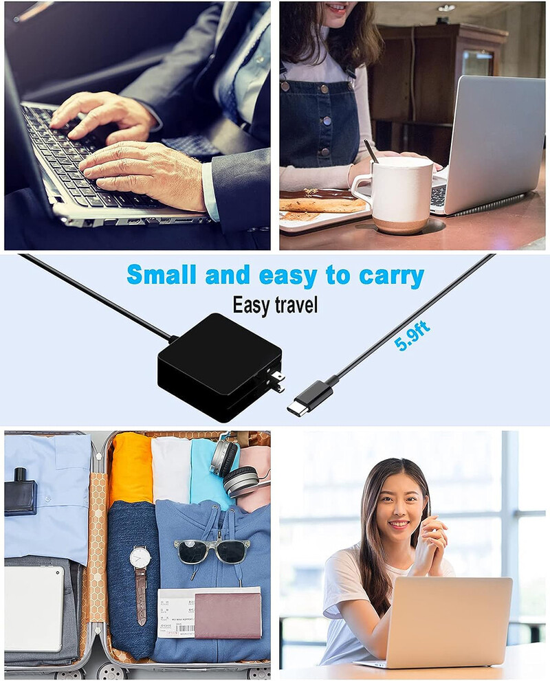 65 W USB C toiteadapter Type C Power PD seinakiirlaadija Fort Mac Book Pro, Dell Latitude, Lenovo, Huawei Matebook, HP sülearvutid