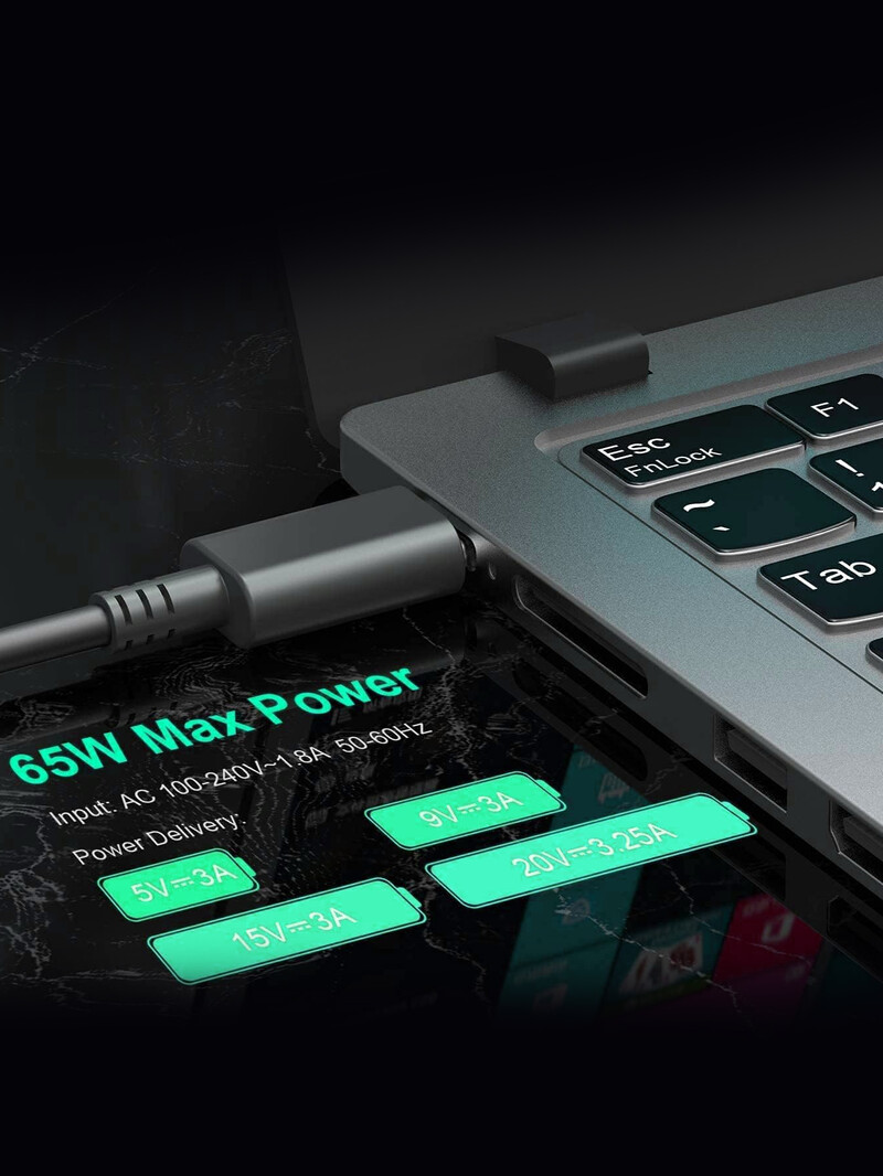 Reletech 65W USB C punjač za prijenosno računalo adapter za napajanje za Lenovo ThinkPad,Hp,Chromebook,Yoga,Dell,ASUS,Acer tip C brzi adapter za napajanje