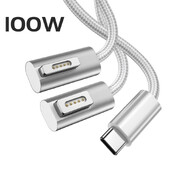 100 W ātrās klēpjdatora uzlādes kabeļa vads Macbook Air Pro USB C tipa C līdz magnētiskajam spraudņa adapterim Magsaf* 1 2