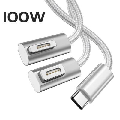 100 W кабел за бързо зареждане на лаптоп, кабел за Macbook Air Pro, USB C, тип C към адаптер с магнитен щепсел за Magsaf* 1 2