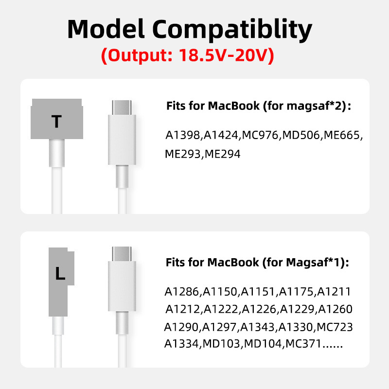 100 W ātrās klēpjdatora uzlādes kabeļa vads Macbook Air Pro USB C tipa C līdz magnētiskajam spraudņa adapterim Magsaf* 1 2