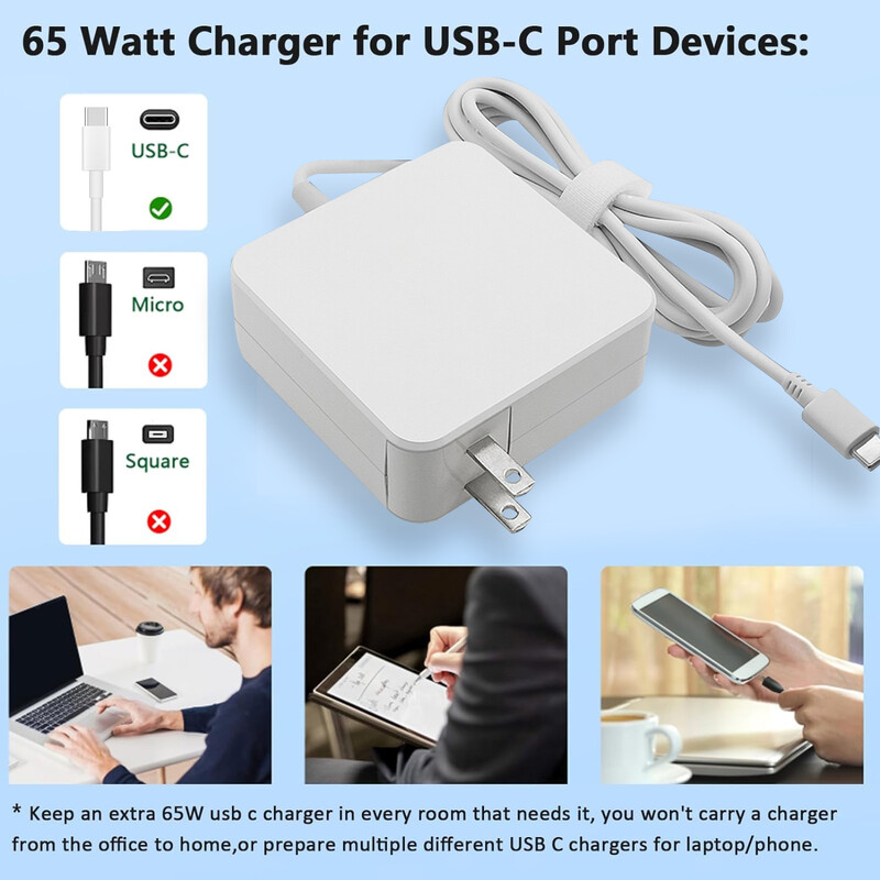 Reletech 65W USB C adapter za napajanje prijenosnog računala Tip C Power PD zidni brzi punjač Fort MacBook Dell Lenovo Huawei HP Notebook