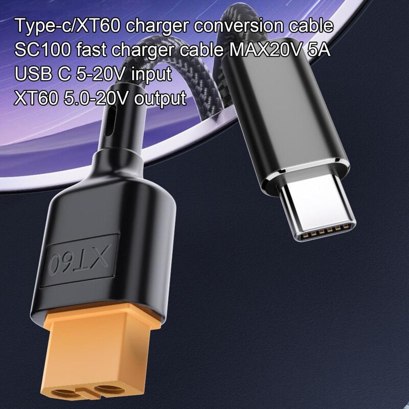 0,5M/1M XT60 na adapter kabela za punjenje Type-C za ToolkitRC SC100 pretvarač punjenja istosmjerne struje najlon 100W 5A kabel za brzo punjenje