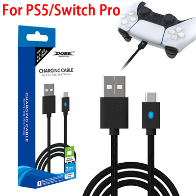 C tipo USB suderinamas su PS5 rankenos įkrovimo kabeliu Maitinimo laido įkrovimo laidas, suderinamas su „Switch Pro“ žaidimų priedais