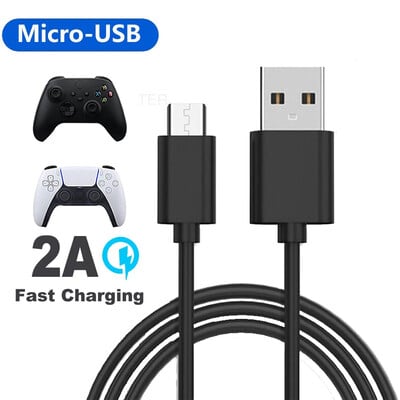 2A Micro USB kabeļi 1M/2M/3M ātra uzlāde Android tālrunim datu kabelis Xbox One / PS4 kontroliera piederumi Barošanas kabelis