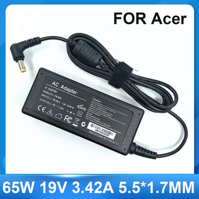 AC адаптер 19V 3.42A 65W 5.5*1.7mm адаптер за зарядно за лаптоп за Acer Aspire 5315 5630 5735 5920 5535 5738 6920 6530G 7739Z Захранване