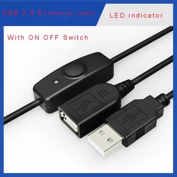 Καλώδιο επέκτασης USB 2.0 Data Sync Καλώδιο επέκτασης USB με ON OFF Διακόπτης ένδειξης LED για λάμπα LED ανεμιστήρα USB PC Raspberry Pi