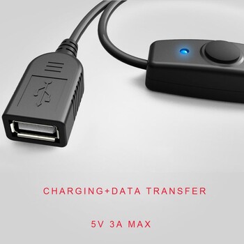 Καλώδιο επέκτασης USB 2.0 Data Sync Καλώδιο επέκτασης USB με ON OFF Διακόπτης ένδειξης LED για λάμπα LED ανεμιστήρα USB PC Raspberry Pi