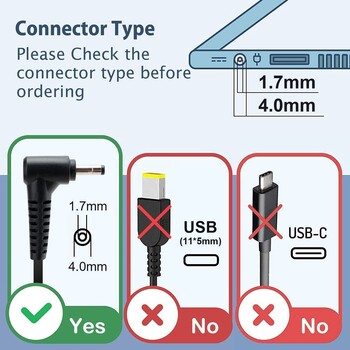 20V 3.25A 65W 4.0*1.7mm AC Προσαρμογέας φορητού υπολογιστή για Lenovo B50-10 IdeaPad 120s-14 100-14 100-15 Yoga 510-14 710-13 Air 12 13 15 Series