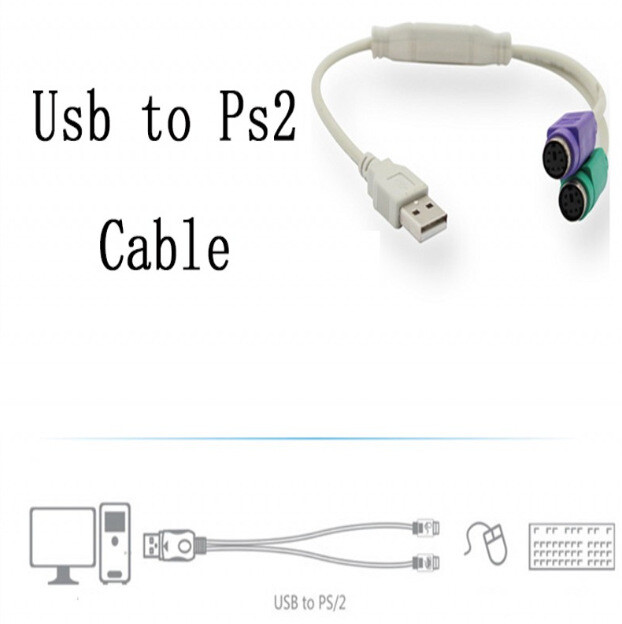 1 PC USB vīrišķais uz PS/2 PS2 cilvēku pārveidotāja kabeļa vada pārveidotāja adaptera tastatūra