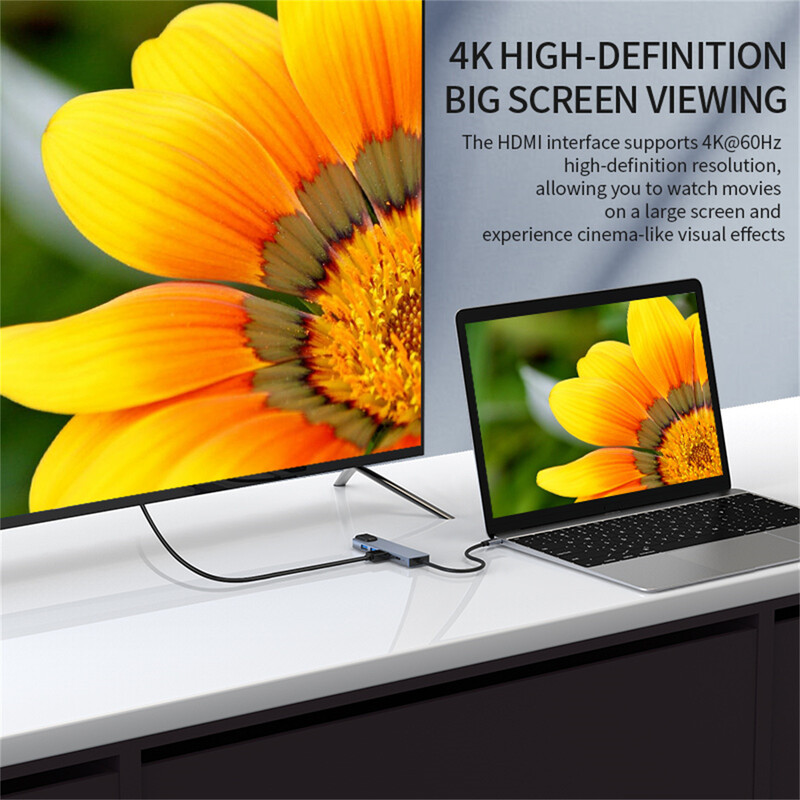 Gopala 6IN1 4K@60Hz HDMI USB C докинг станция с 2 USB-A 5Gbps RJ45 100M, USB C за iPhone 15/Mac/Dell/Acer/HP/ASUS