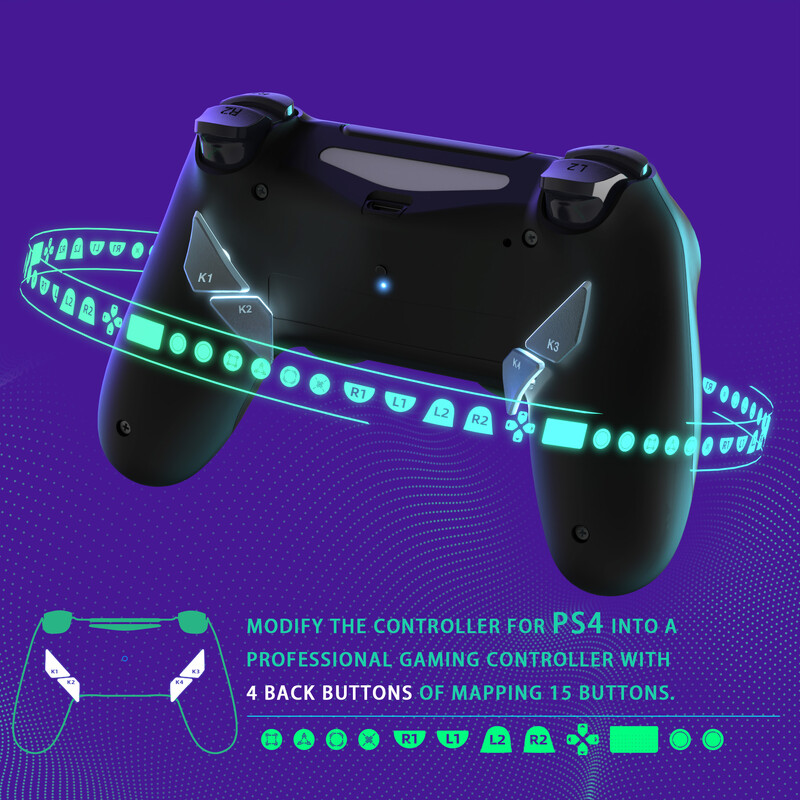 eXtremeRate Dawn Type-C Version Remap Kit za PS4 Slim Pro kontroler JDM-040/050/055 W/Mapping Profiles, stražnja školjka i gumbi