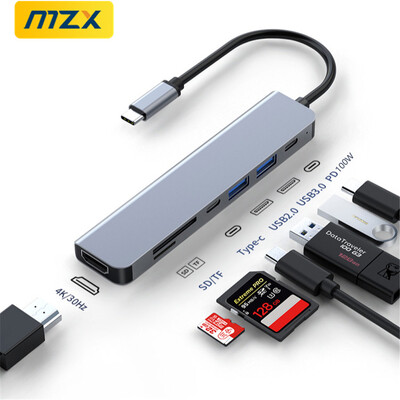 MZX 7 в 1 докинг станция за лаптоп 4K 30Hz 60Hz HDMI-съвместим концентратор USB хъб Multi-hub Тип C адаптер сплитер 3 0 докинг станция