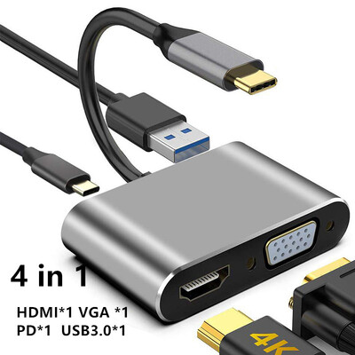 USB Type-C Hub Type-C Thounderbolt 3 To 4K HDMI-kompatibilan VGA adapter USB3.0 3.5mm Jack Audio za MacBook Pro Air 2020 Galaxy