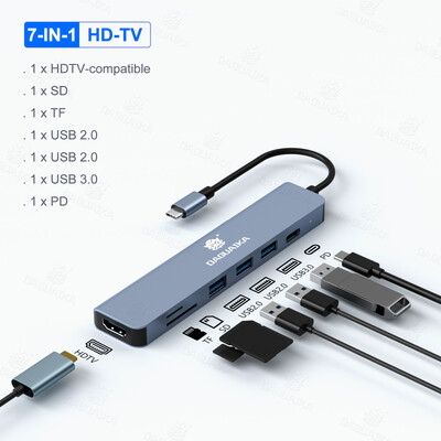 7 u 1 USB C HUB Tip C 4K@30Hz HDMI-kompatibilan USB 3.0 PD100W Multiport adapter Docking Station za prijenosno računalo Dell Nintendo Switch