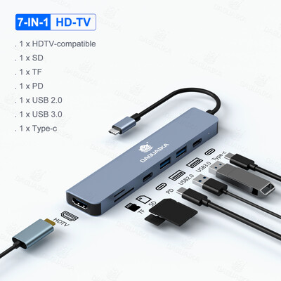 7 u 1 USB C HUB Tip C 4K@30Hz HDMI-kompatibilan USB 3.0 PD100W Multiport adapter Docking Station za prijenosno računalo Dell Nintendo Switch