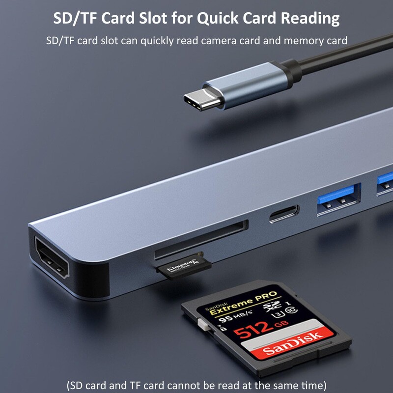 7 u 1 USB C HUB Tip C 4K@30Hz HDMI-kompatibilan USB 3.0 PD100W Multiport adapter Docking Station za prijenosno računalo Dell Nintendo Switch