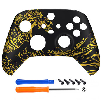 eXtremeRate Soft Touch Pattern Part Faceplate Case for Xbox Series X/S (Xbox Core) Controller - The Great Wave Series