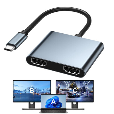 USB C prie dvigubo 4K HD ekrano adapterio, C tipo su HDMI suderinamo keitiklio išplėstinis monitorius, skirtas HP Lenovo Thunderbolt3/4 nešiojamam kompiuteriui