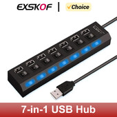 USB hub 7-u-1 adapter Multi ports Koristite strujni adapter Ekstenzor USB 2.0 PC Računalni dodaci Prekidač USB za PC Usb Port Laptop