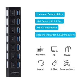 Usb Hub 3.0 Hub Usb Splitter Πολλές θύρες Multi Usb Hub 3.0 Hab Power Adapter Extensor Αξεσουάρ υπολογιστή Διακόπτης USB για το σπίτι