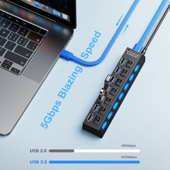 Usb Hub 3.0 Hub Usb Splitter Πολλές θύρες Multi Usb Hub 3.0 Hab Power Adapter Extensor Αξεσουάρ υπολογιστή Διακόπτης USB για το σπίτι