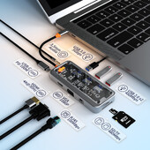Basix USB C Hub Type C 3.1 към HDMI адаптер 5GB RJ45 SD/TF четец на карти HUB 100W PD бързо зареждане за лаптоп MacBook usb c хъб
