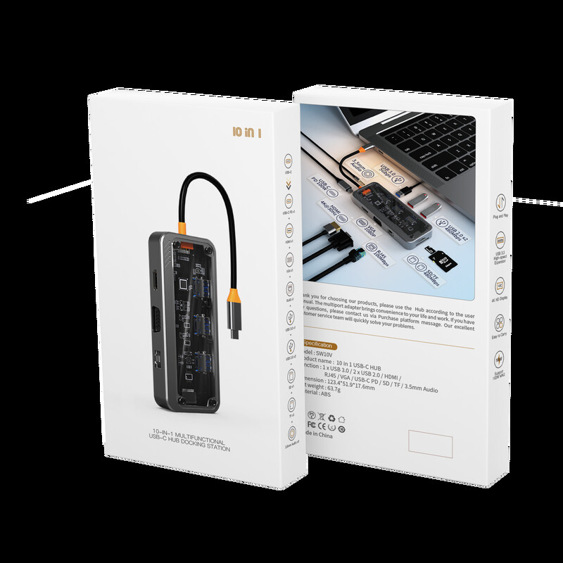 Basix USB C Hub Type C 3.1 към HDMI адаптер 5GB RJ45 SD/TF четец на карти HUB 100W PD бързо зареждане за лаптоп MacBook usb c хъб